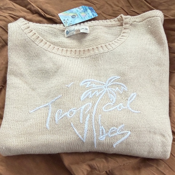 Tropical Vibes Cream Crewneck Sweater - Women's - Picture 6 of 6